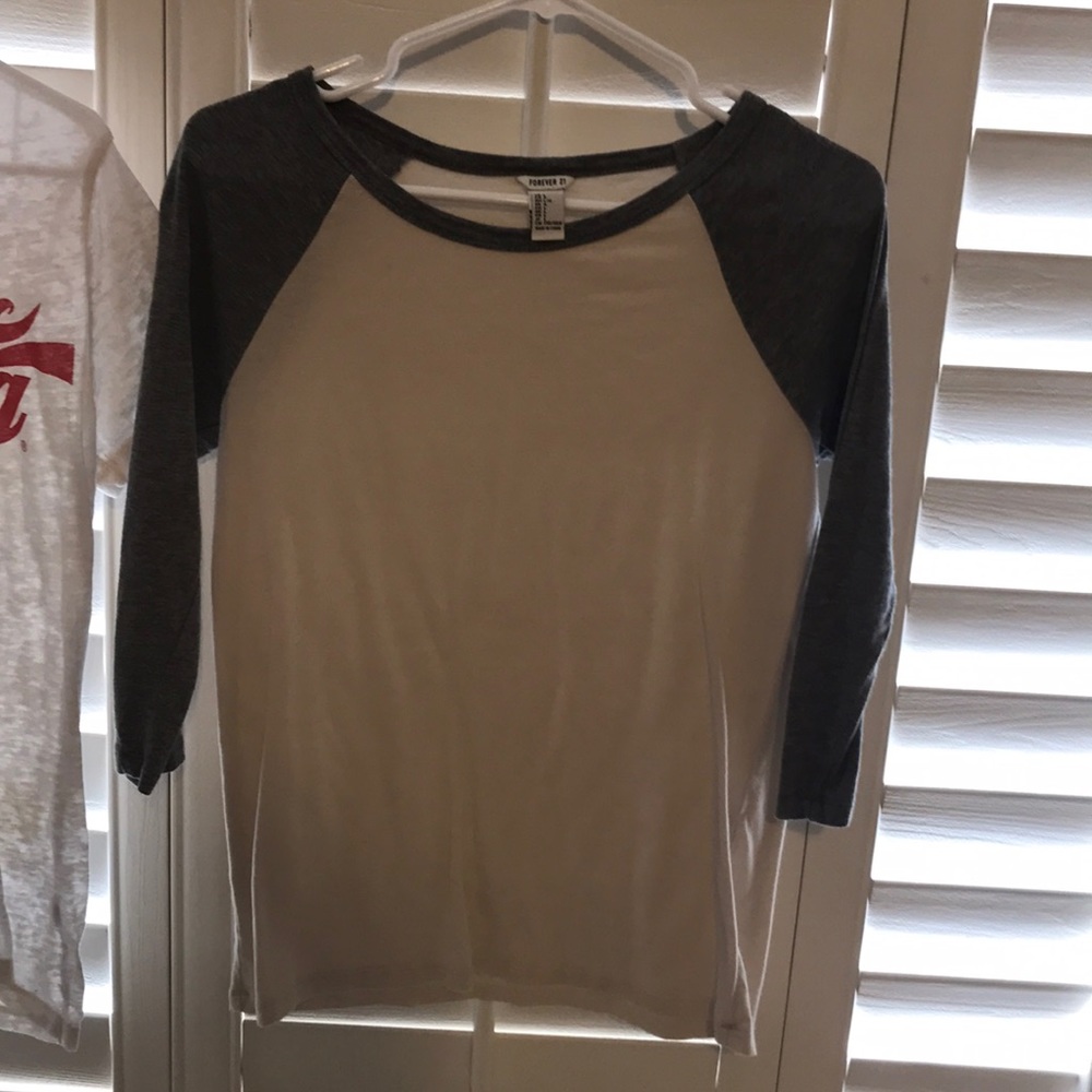 Gray and white baseball tee